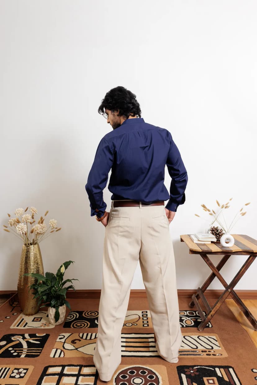 Midnight Navy Mandarin Collar Shirt alternate view