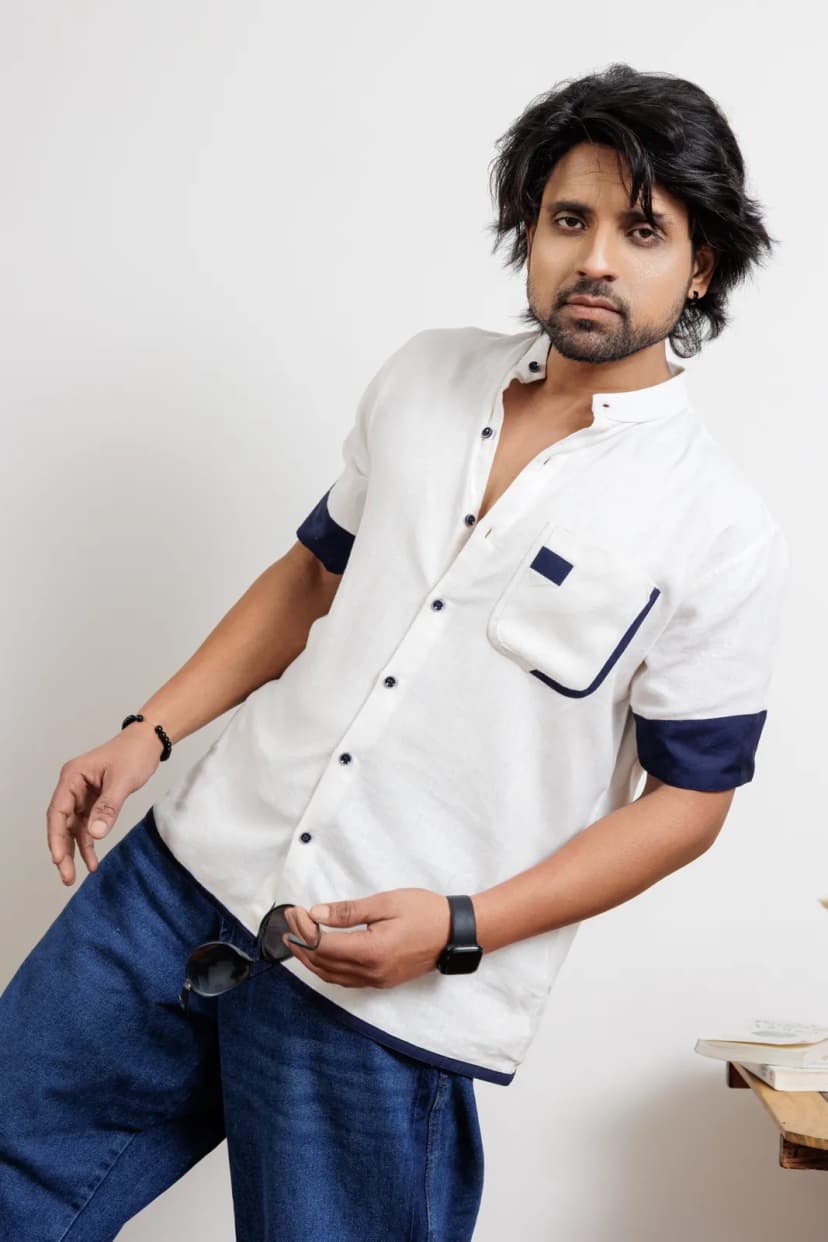 Indigo Trim Summer  Casual Shirt  alternate view