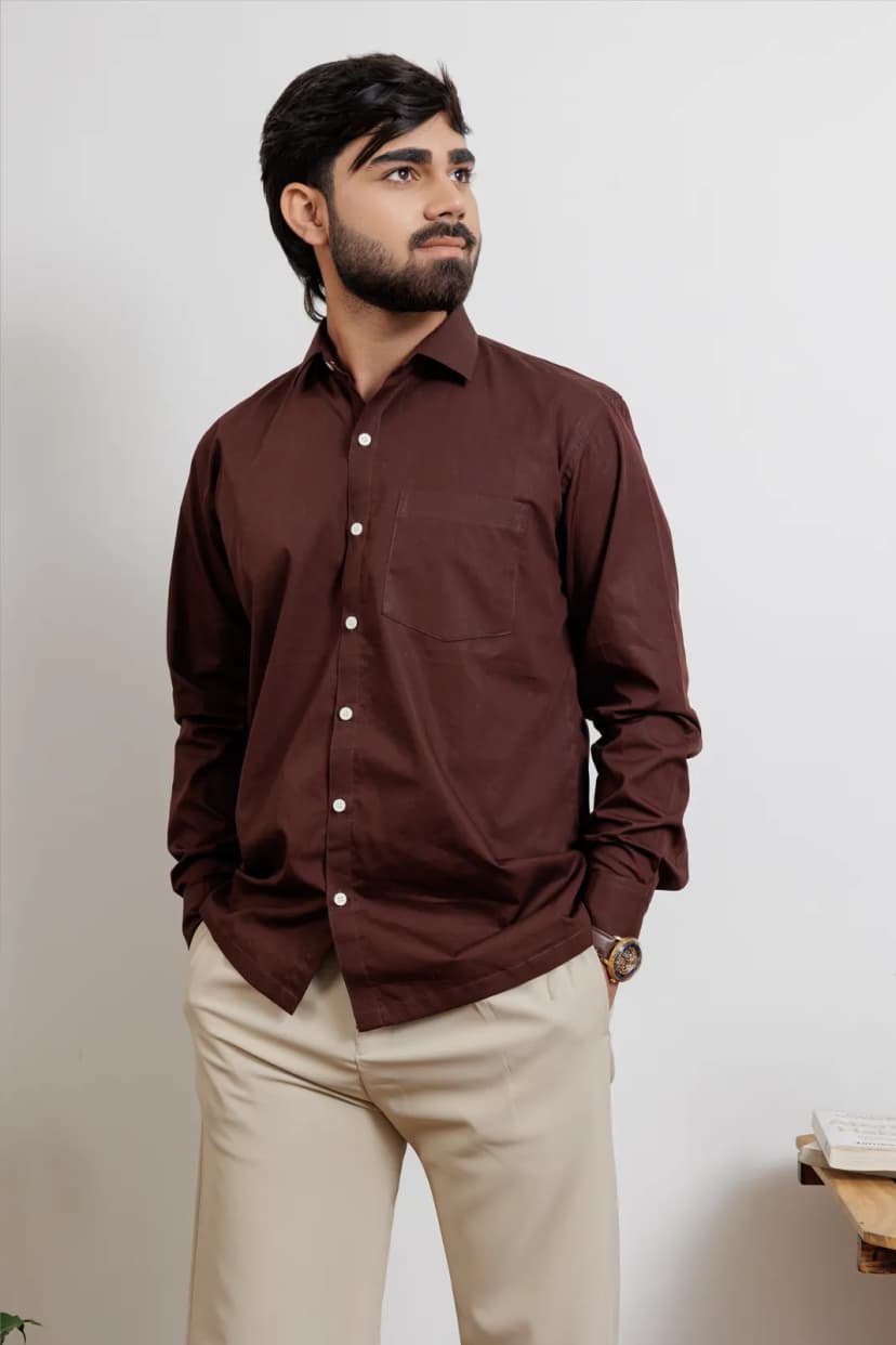 Cocoa Brown Classic Cotton Shirt alternate view